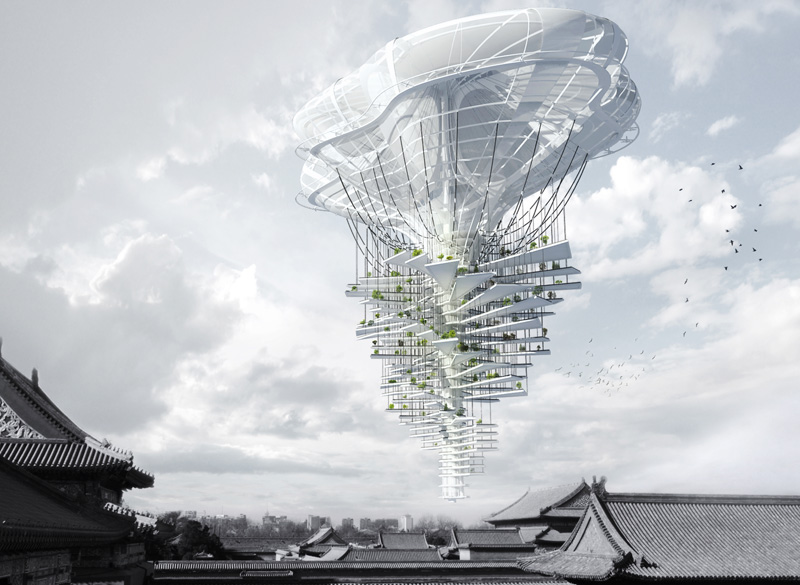 Lewitujący wieżowiec Light Park. III nagroda w konkursie evolo. Autorzy projektu: Ting Xu i Yiming Chen z Chin