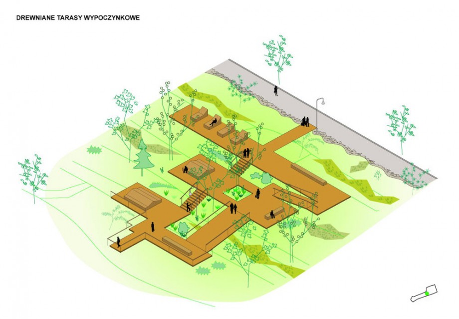 Drewniane tarasy wypoczynkowe, Park Tysiąclecia w Zielonej Górze