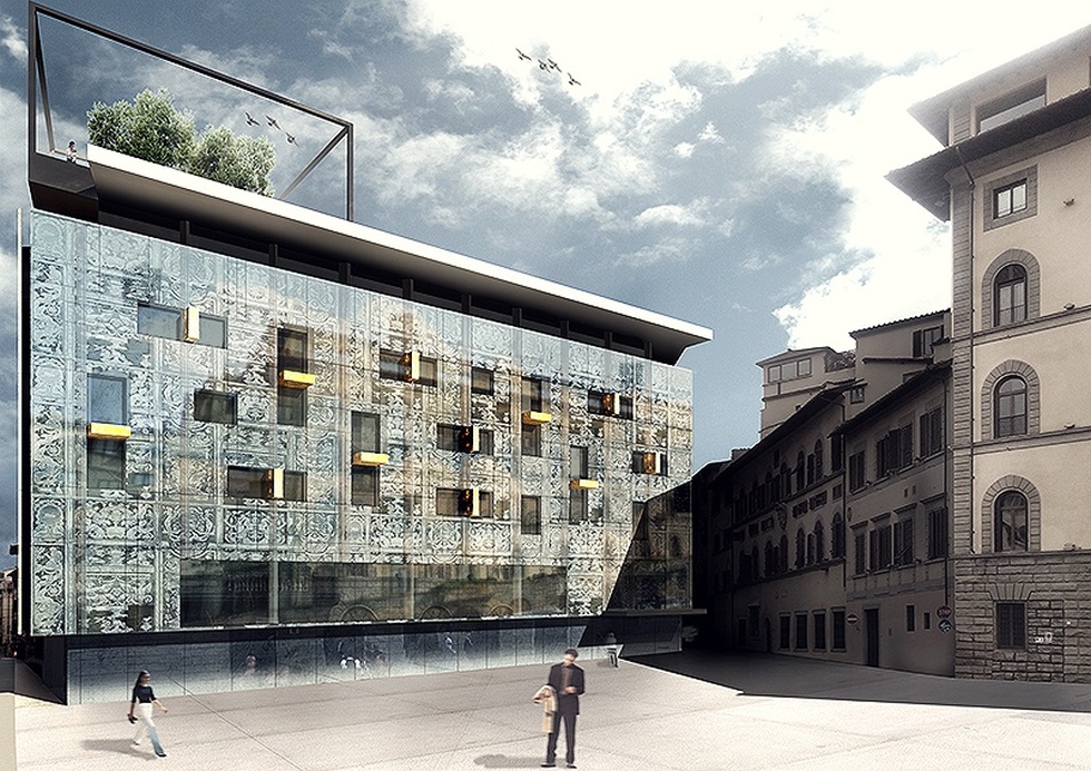 Projekt elewacji hotelu we Florencji