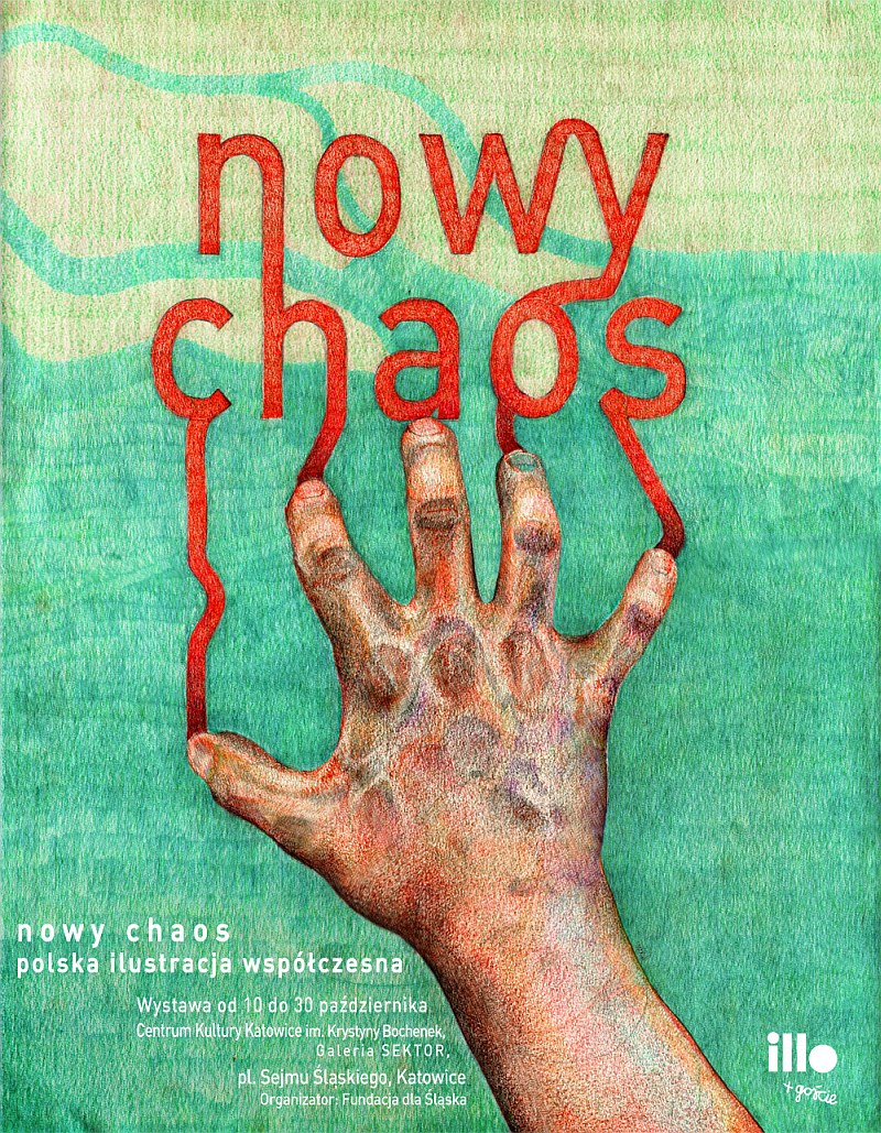 Nowy Chaos - wystawa ilustracji. plakat autorstwa Arobala - Bartłomieja Kociemby