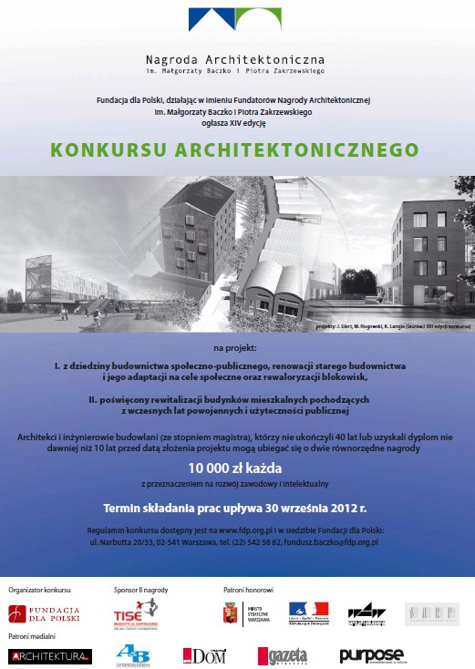 XIV edycja konkursu o Nagrodę Architektoniczną Baczko - Zakrzewski