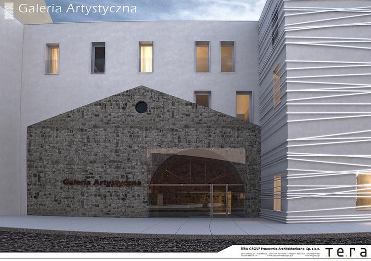 Zachowane fragmenty starej zabudowy. Dawna siedziba BWA Kielce po modernizacji i przebudowie