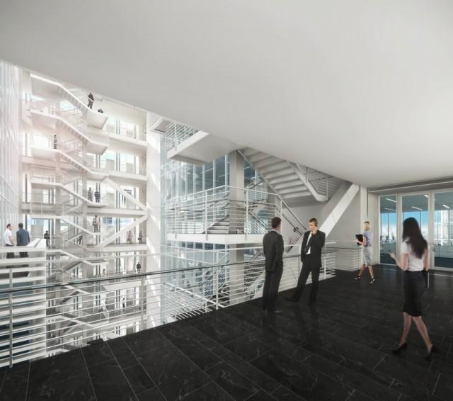 Wnętrze wieżowca reforma Towers projektu Richard Meier & Partners