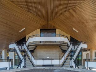 Drewniane wnętrza Uniwersytetu Erazma w Rotterdamie. Współczesna architektura Holandii