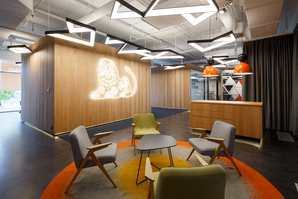 Przestrzeń startupów w centrali banku ING w Katowicach, autorzy: Eksner Industry
