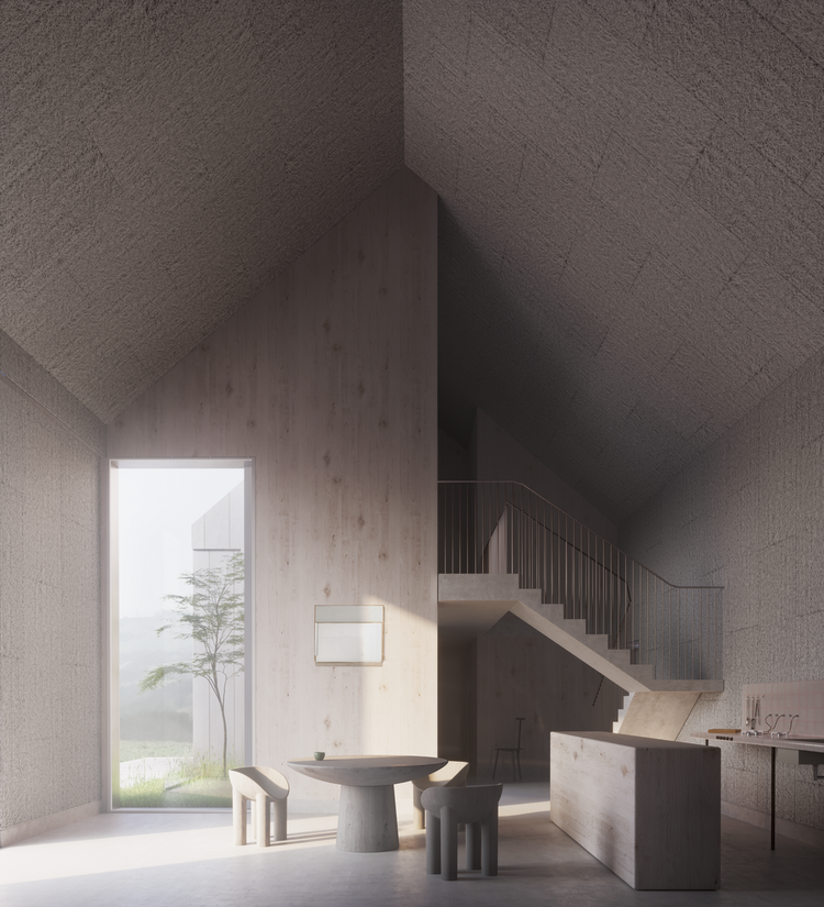 Faye Toogood Duality Cube Haus option  1 light timber interior _ charred wood exterior_visualisation by Edit.rs (Copy)