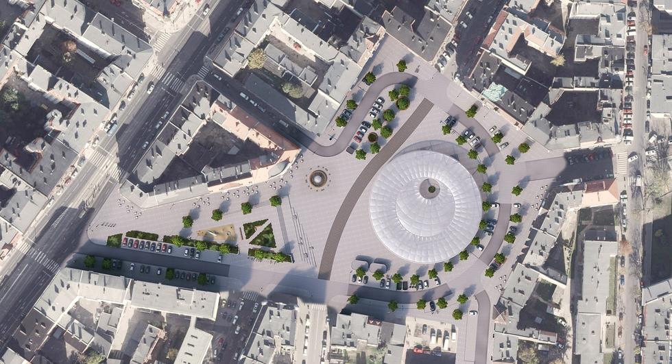 Rynek Łazarski z jedną z największych na świecie poduszek ETFE