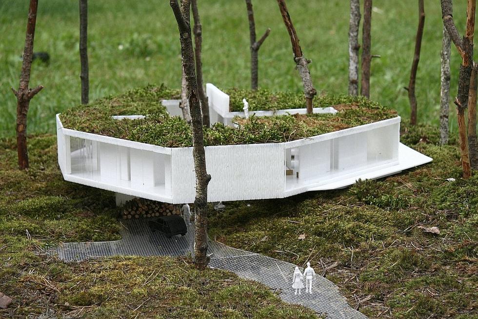 Cross Country House - makieta, widoczne miejsce garażowe